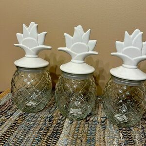 10” Glass Pineapple Canister Jar w/Ceramic Lid
